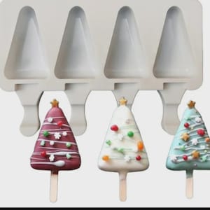 Triangle cake pop popsicle triangle shape  Christmas Tree Mold  3 count color of molds vary 2 styles