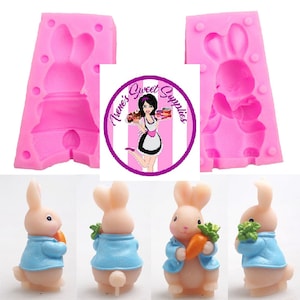 Rabbit 3 d mold super cute holding flowers