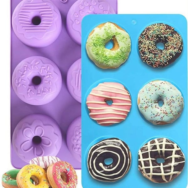 Donut Pan Mold en Scraper, 16 holte Donut Siliconen Bakvorm Mal, Non-Stick Donut Mal, Siliconen Donut Bakken Cake Bagel Mold (Oranje Groen