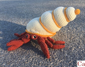 Hermit Crab PATTERN amigurumi crochet, by Caloca Crochet