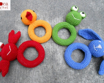 Pattern 4 baby animal rings Amigurumi toy. By Caloca Crochet.