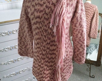 Handmade Duster/Cardigan in Rose Colors, Size: Women’s Medium