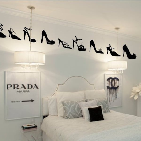 Ladies Shoe Silhouette Vinyl Wall Decals ---- 10 Wall Stickers to choose from!