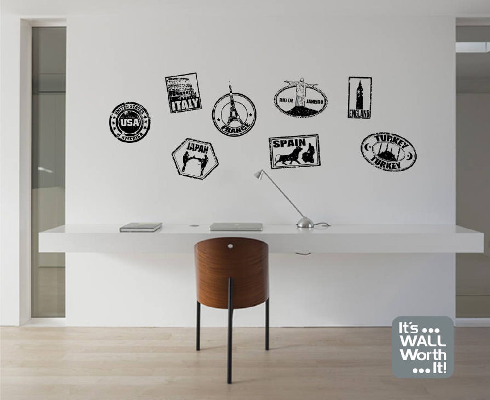 Travel Vinyl Wall Decals stamp Decals Etsy