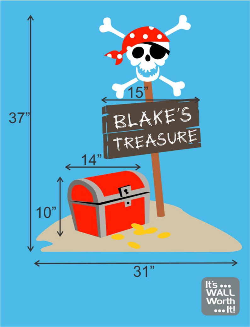 Pirate Treasure Chest Wall Decal With Child's Name Etsy