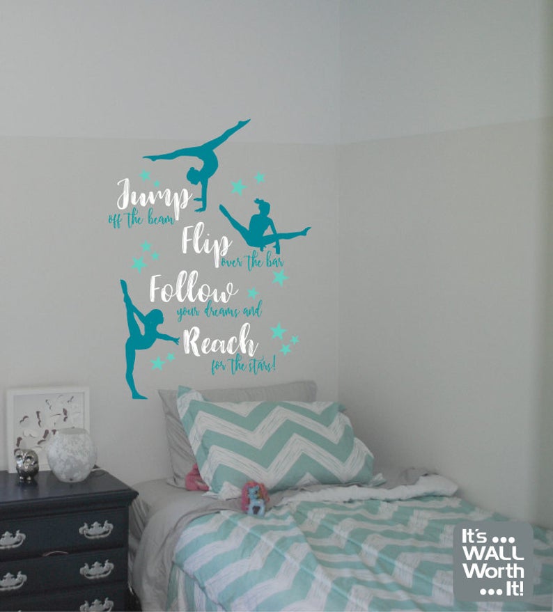 Gymnastics Vinyl Wall Decal Girl's Room Wall Sticker Etsy