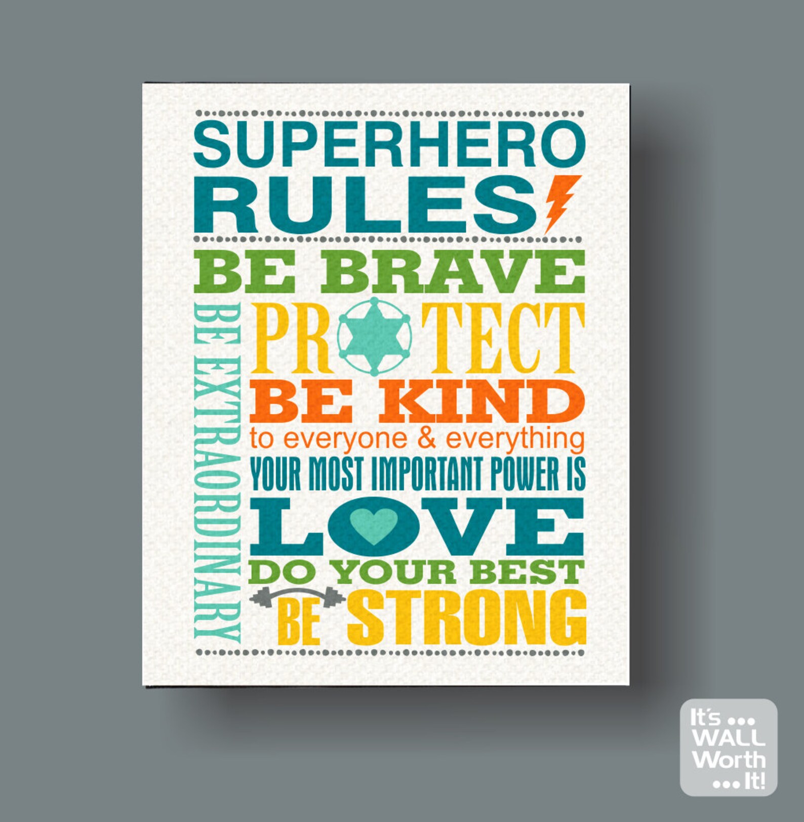 Superhero Rules Canvas Print Kid's Canvas Subway Art Etsy