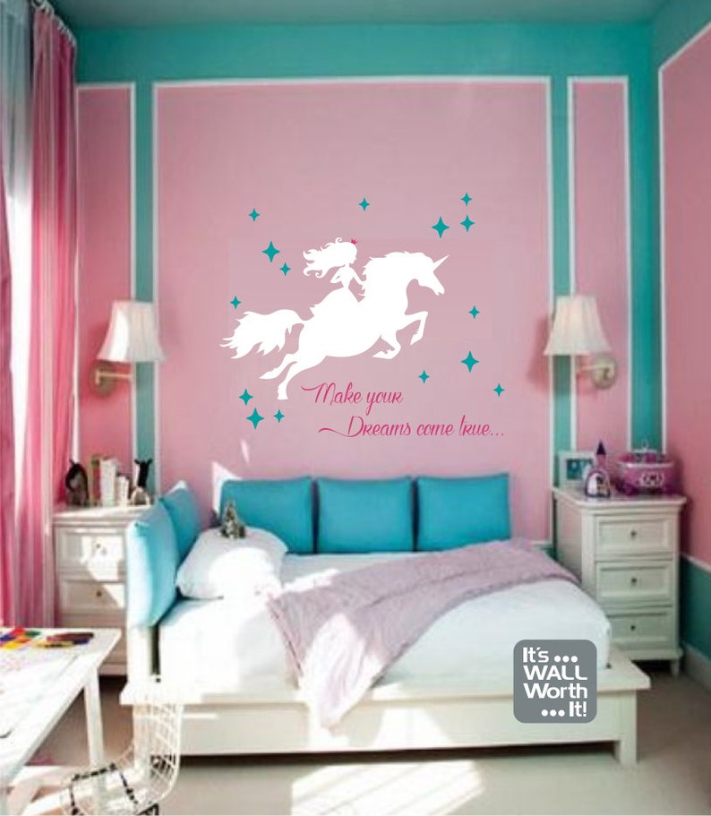 Princess on Unicorn With Saying Vinyl Wall Decal Nursery or Etsy