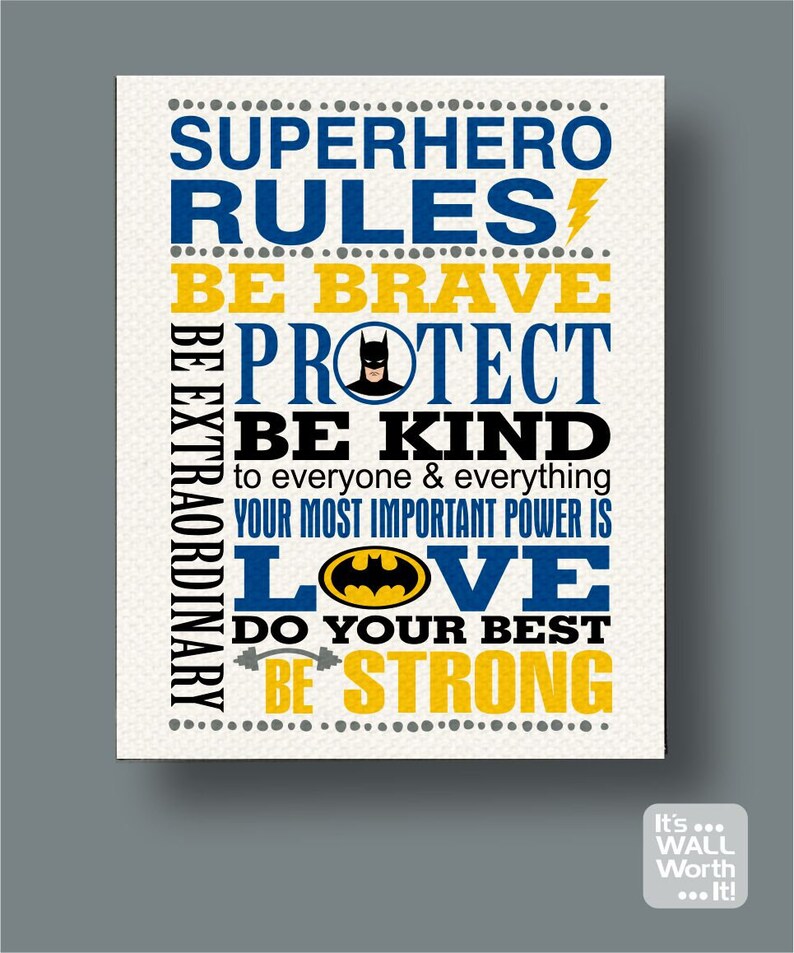 Superhero Rules Canvas Print Kid's Canvas Subway Art Etsy