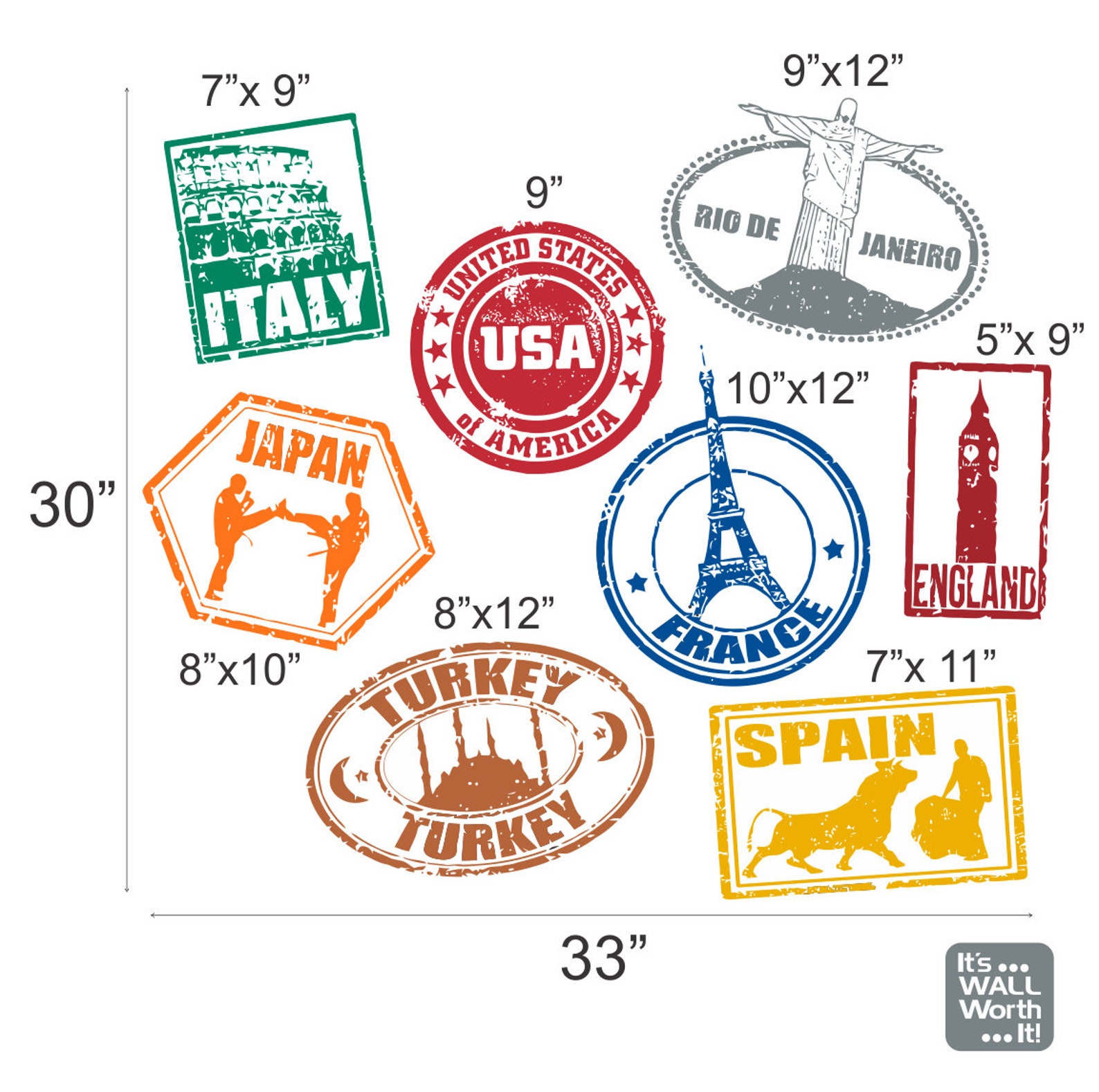 Travel Vinyl Wall Decals stamp Decals Etsy