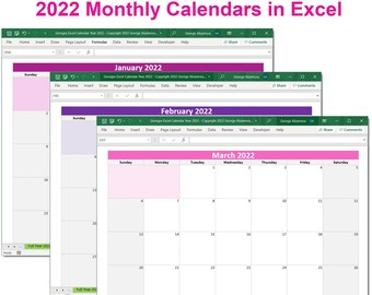 Schedule C Excel Template 2022 Collections With 2022 Calendar Year Printable Planner Excel Templates - 2022  Monthly Calendars - Year 2022 Editable Calendar Spreadsheet - Digital  Download By Exceltemplates On Etsy