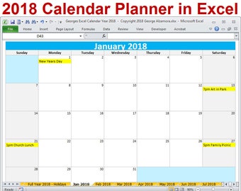 2020 calendar year planner excel template 2020 monthly etsy yearly schedule template