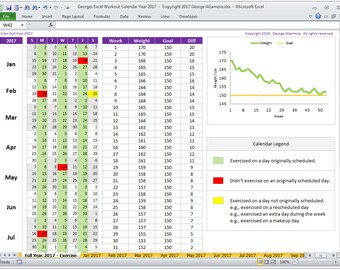 2018 fitness and weight tracker in excel year 2018 daily etsy