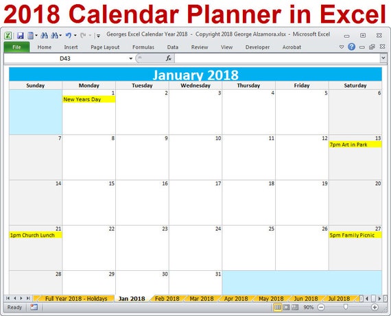 Calendar Template 2018 Printable