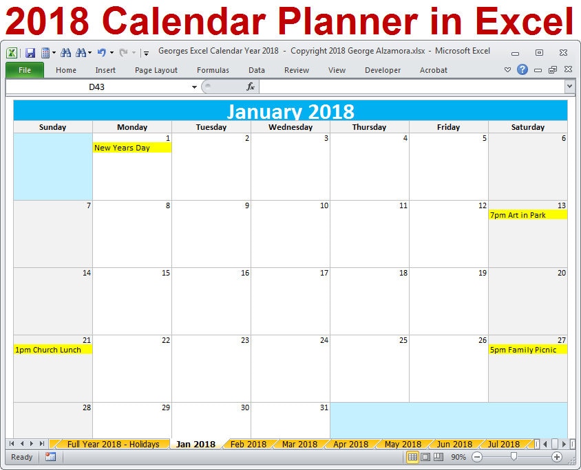 2018 calendar year printable excel template 2018 monthly sales calendar template