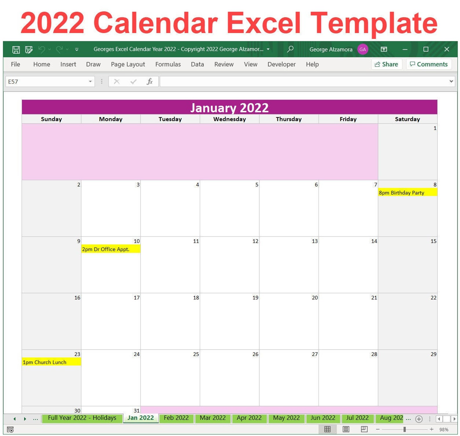 Calendario 2022 Excel Lunes A Domingo Pdf Aria Art