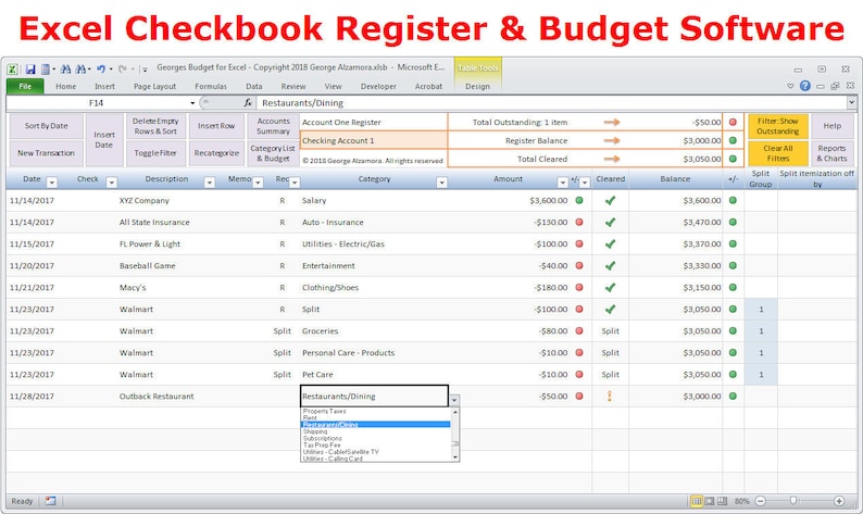 excel budget spreadsheet template and checkbook register checkbook excel template