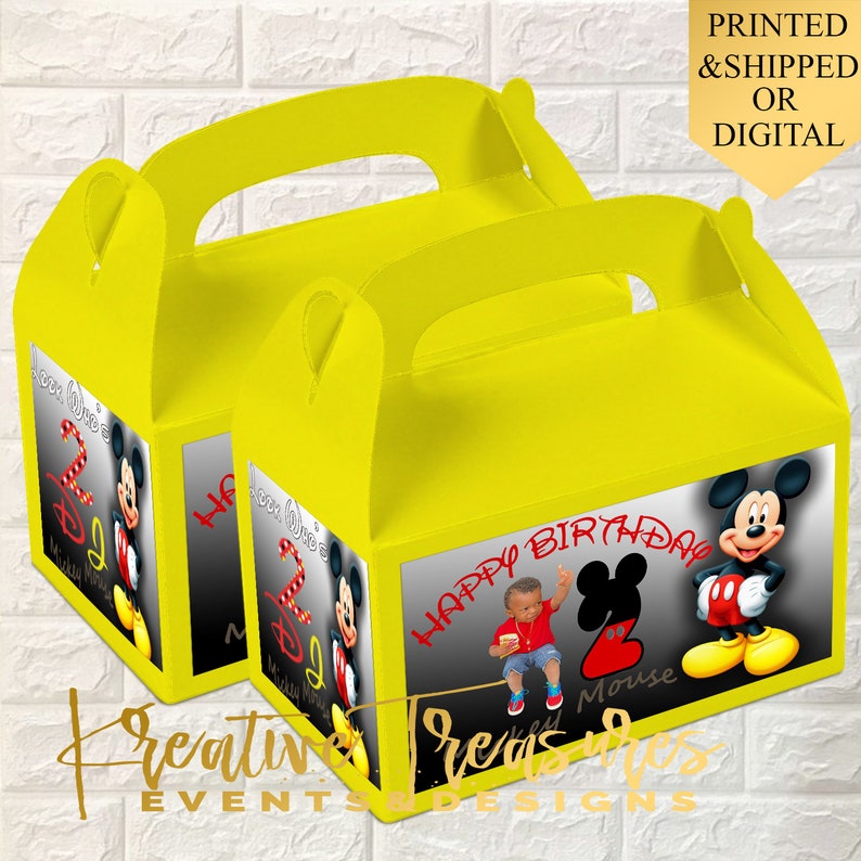 Printed -Goodie Boxes Mickey Mouse Labels Custom Gable Box Printable Mickey Favor Bags Mickey Mouse Club House Gable box