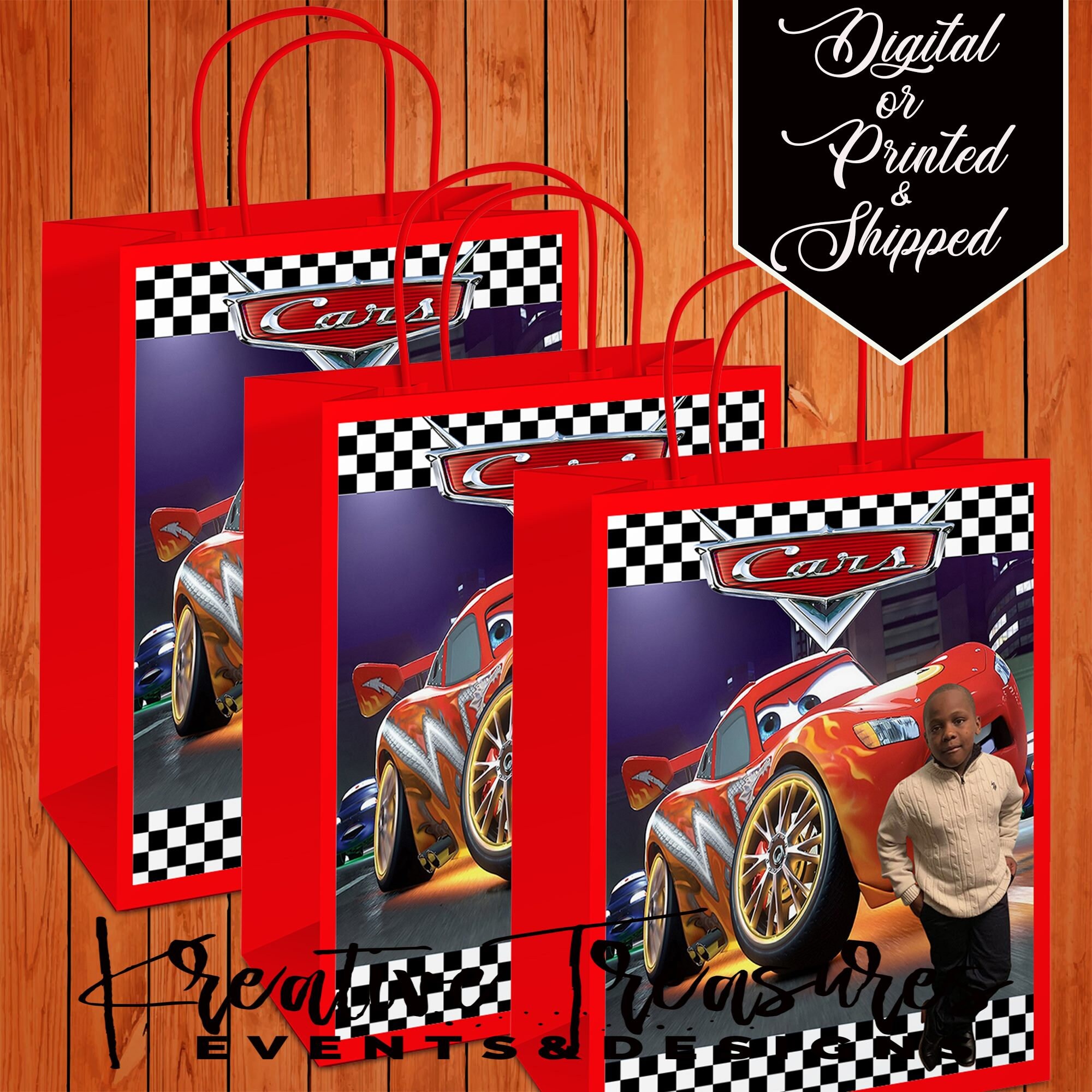 Cars Custom Gift Bags Cars Birthday Cars Party Labels | Etsy