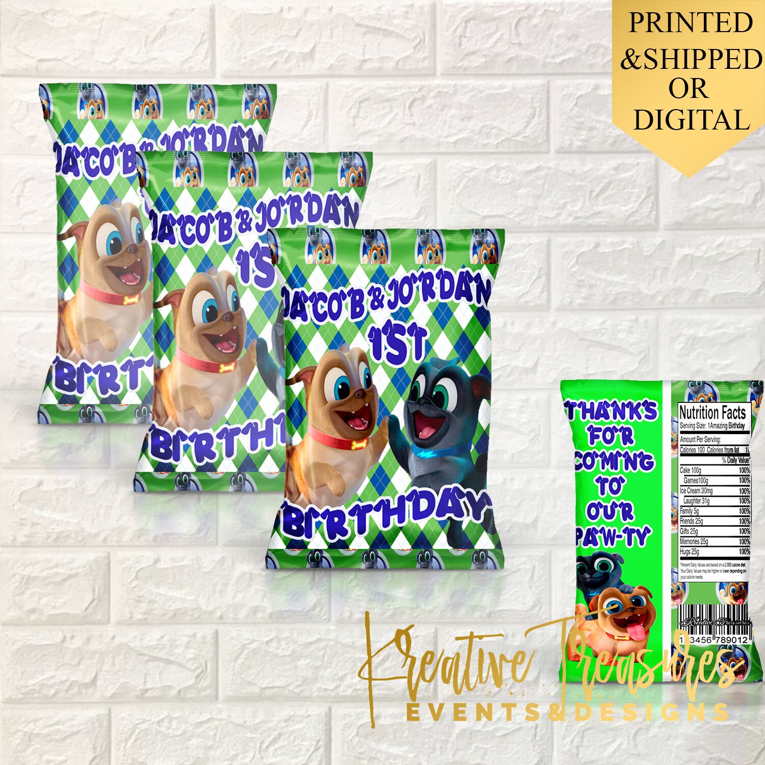 Puppy Dog Pals Favor Bags Custom Chip Bags Dog Pals Birthday Puppy