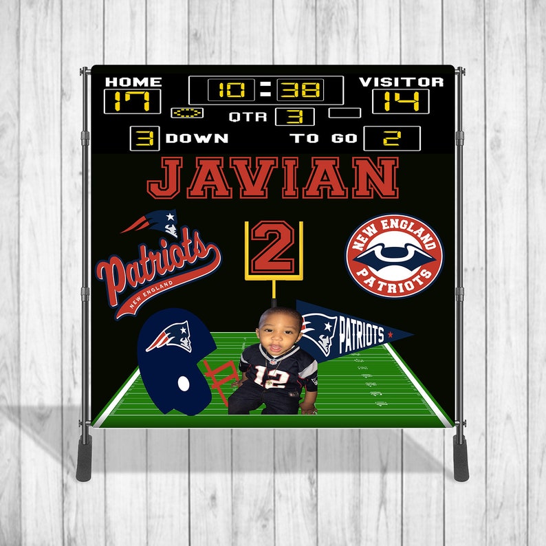 Step and Repeat Backdrop- Photo Session Football Tom Brady Football team Birthday Photo Booth Backdrop New England Patriots