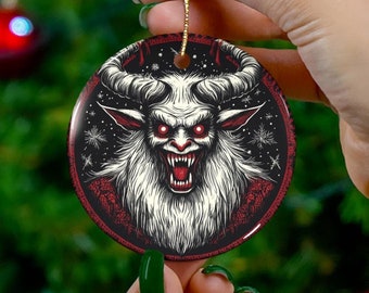 Creepy Krampusnacht Ceramic Christmas Ornament