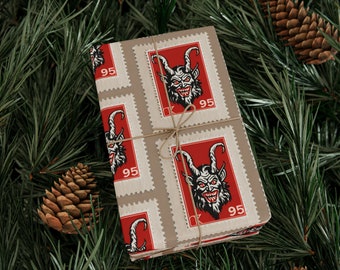 Postage Stamp - Classic Krampus - Traditional Holiday Wrapping Paper