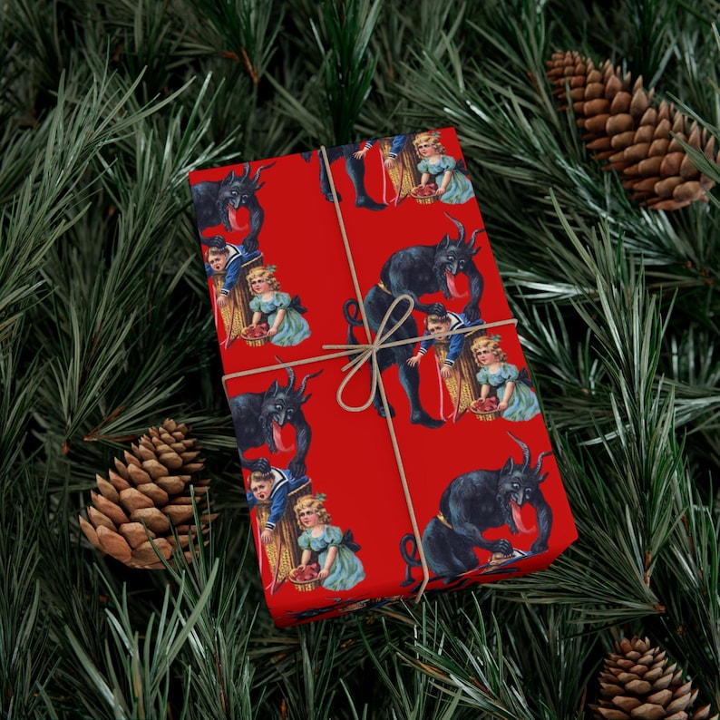 Krampus Wrapping Paper - Dark Gift Wrap for the Holidays image 1