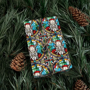 Krampus Stained Glass Gift Wrap  - Wrapping Paper Collection