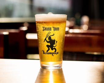 Krampus Christmas Pint Glass, 16oz