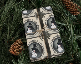 Shadow Man Builds A Snowman Gift Wrap - Gothic Creepy Wrapping Paper