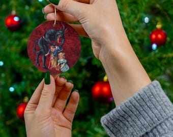 Krampus Ornament Christmas Gothic Holiday Tree Decoration, Ceramic Ornament