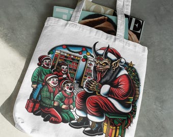 Krampus Santa Polyester Tote Bag: Horror Christmas Life Is Strange Reusable Shopping Bag