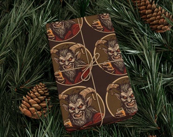 Krampus Drinking Beer - Holiday Gift Wrapping Paper - Unique Christmas Gift Wrap - Gothic