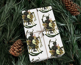 Krampus Holiday Wrapping Paper - Unique Dark Christmas Gift Wrap