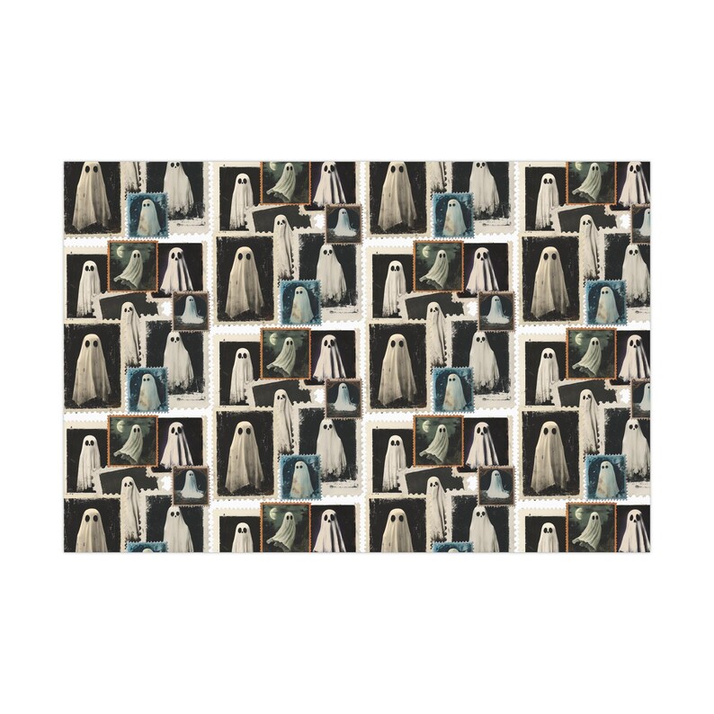 Halloween 2025 Vintage Sheet Ghost Wrapping Paper, Gothic Gift Giving, Gift for Horror Lover image 5