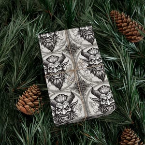 Krampus Traditional Wrapping Paper - Unique Christmas Gift Wrap - Creepmas Gothic Wrapping Paper