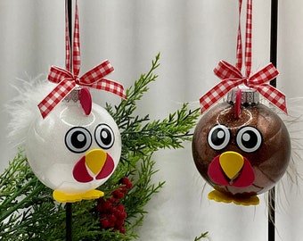 Chicken Ornament, Shatterproof Christmas Ornament