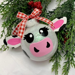 Shatterproof Cow Christmas Ornament: Hand-Painted Holstein or Jersey