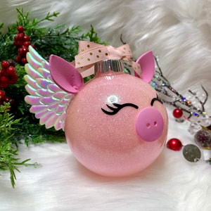 Flying Pig Ornament Shatterproof Glitter Ornament When Pigs Fly Christmas Tree Ball