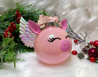 Flying Pig Ornament Shatterproof Glitter Ornament When Pigs Fly Christmas Tree Ball