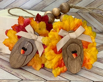 Fall Turkey wood Bead Ornament Thanksgiving Decoration