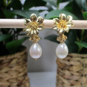 Pearl Teardrop Earrings with Gold Filled Accents