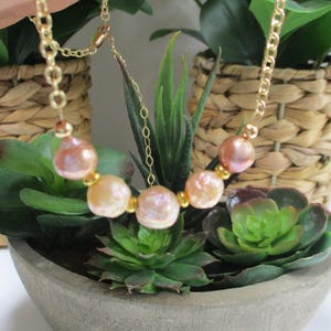 Edison Pearl and Gold Necklace, Beaded Necklace, Gemstone Necklace, Gift for her