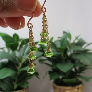 Peridot Gold Filled Dangle Earrings: Handmade Gemstone Jewelry