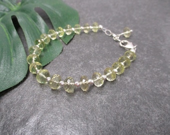 Lemon Quartz Sterling Silver Bracelet: Handmade Adjustable Gemstone Jewelry