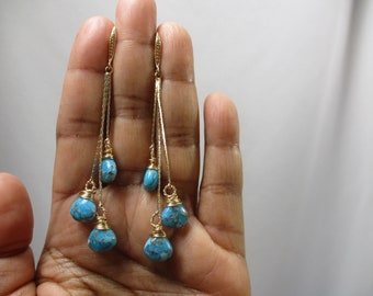 Turquoise and Gold Filled Drop Earrings