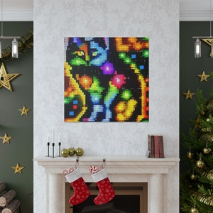 Modern Lite Brite Multicolored Pet Cat Wall Art Home Decor Gift