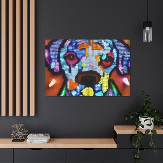 Modern Lite Brite Pet Dog Portrait Canvas Wall Art Home Décor -  Norway