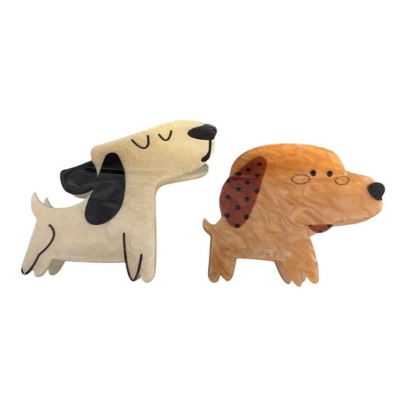 Pair of dog shape hair accessory - designer Buy In Bulk Dog Shaped Hair Clips Tortoiseshell Style  main image 4